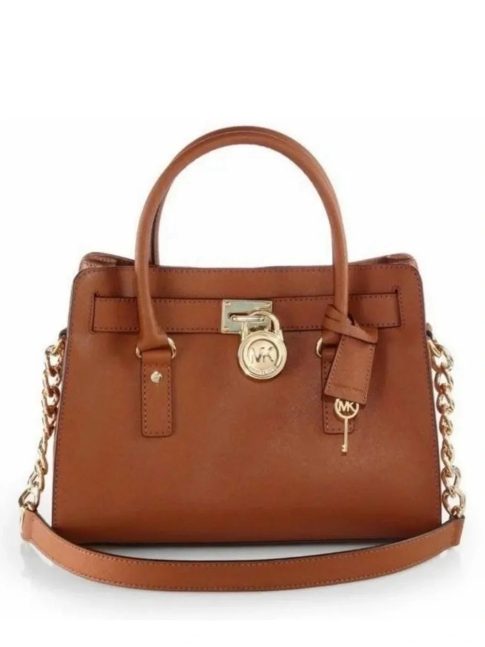 Michael Kors Cognac Leather small Hamilton bag - Picture 1 of 6
